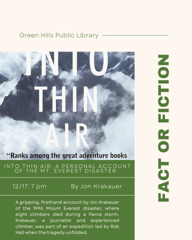 Into Thin Air: A Personal Account of the Mt. Everest Disaster