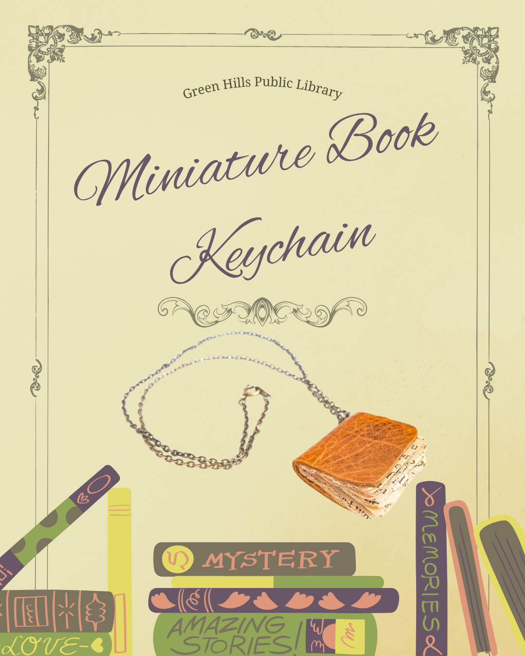 miniature book keychain 